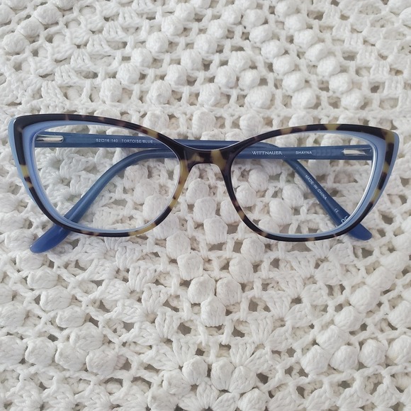 Wittnauer Shayna Eyeglass Frames Womens Tortoise Blue Cat Eye 52 16 140 Stylish - Picture 1 of 5